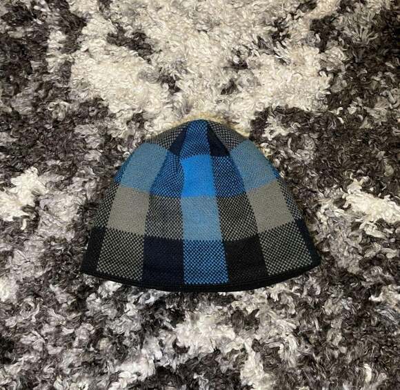 Unbranded Other - Blue Plaid Knit Beanie, Winter Skull Cap Hat — One Size